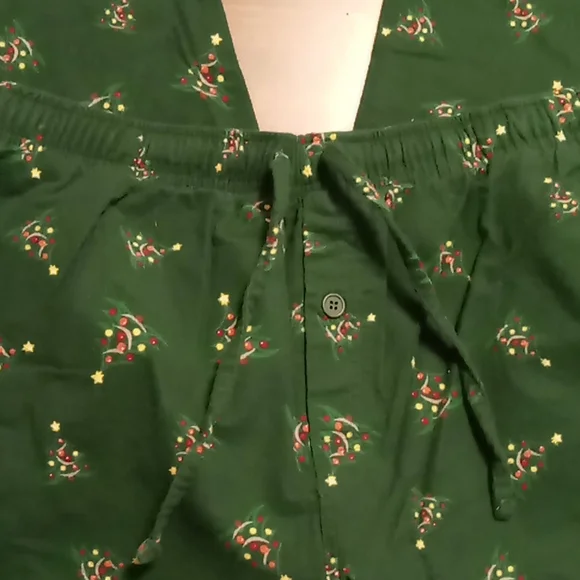 Mens Green Christmas Tree Pants w Button Fly L - Picture 3 of 4